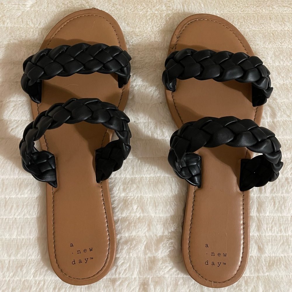 Wide two strand braid sandals